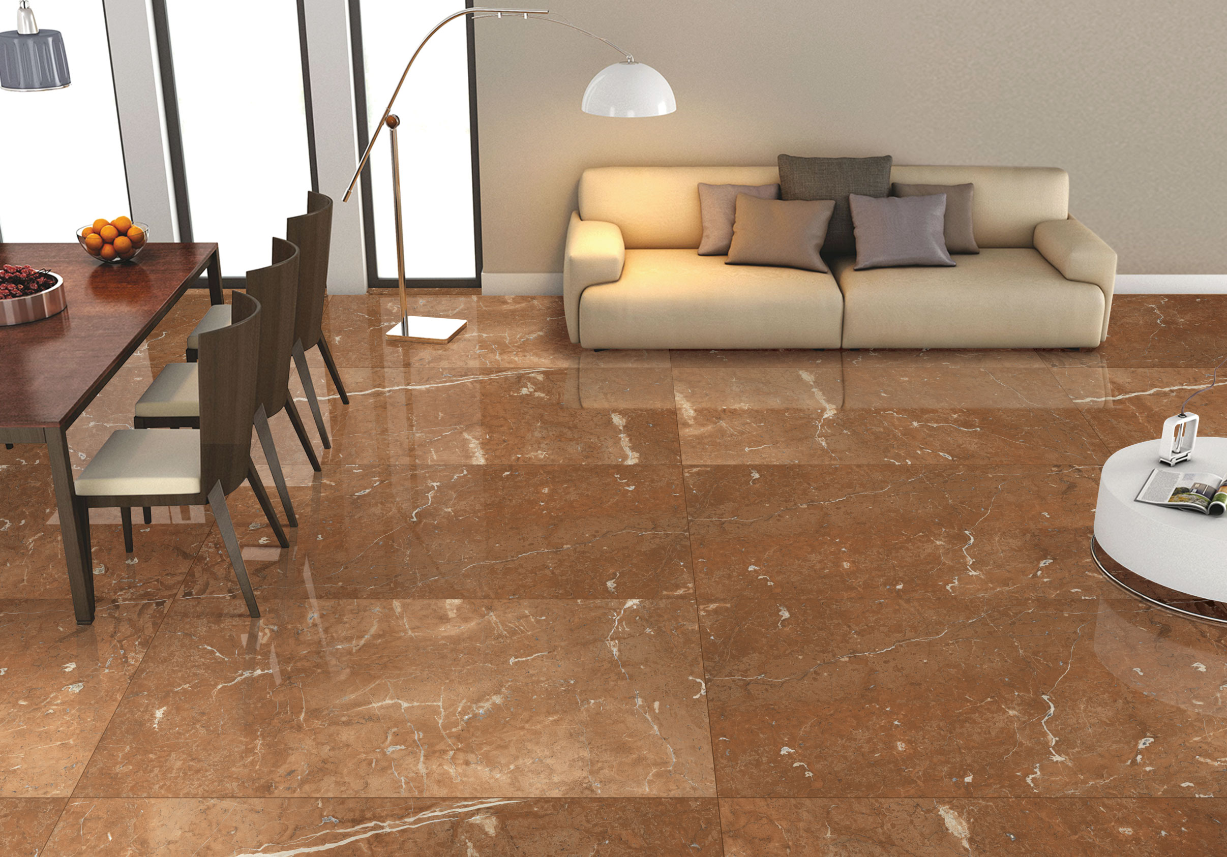 brown tiles design for living room